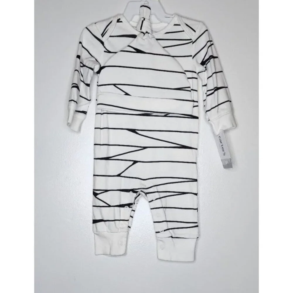 CARTER’s MUMMY TODDLER HALLOWEEN ONE PIECE OUTFIT WITH HAT 3 or 6 Months New - Picture 2 of 8